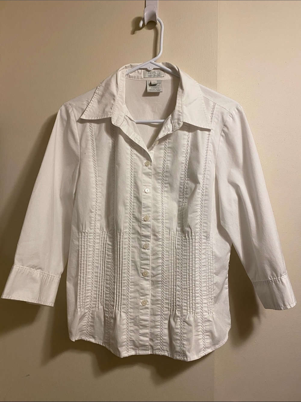 FDJ French Dressing White Pintuck Button-Up Blouse Size 8 - Picture 2 of 16